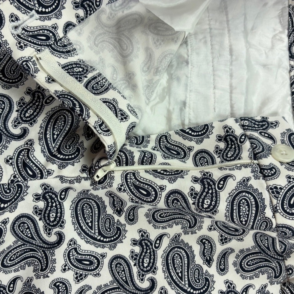 Michael Kors Women's 14W Paisley Print Ankle Pants Black White Cotton Stretch - Picture 10 of 16